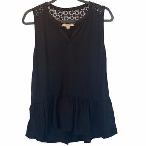 LOFT size S black BOHO sleeveless Chiffon lace top